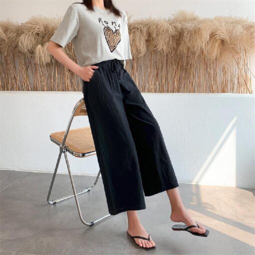 Women's Loose Elastic Linen Trousers - Image 18