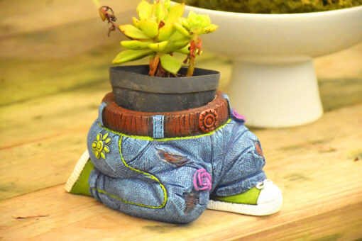 Denim Jeans Resin Flower Pot - Image 4