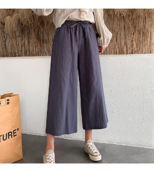 Women's Loose Elastic Linen Trousers - Image 17