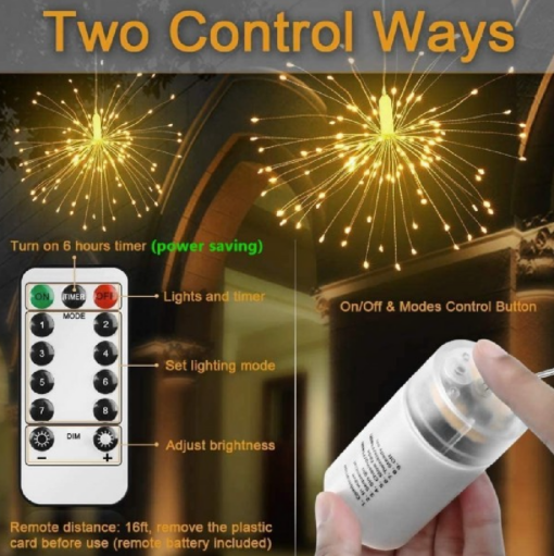 150 or 200LED Fireworks Starburst String Lights Remote Control - Image 5