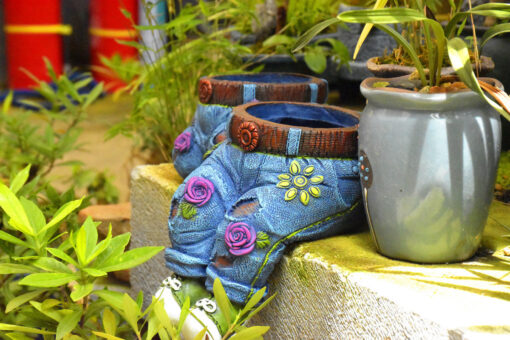 Denim Jeans Resin Flower Pot - Image 3