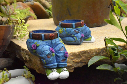 Denim Jeans Resin Flower Pot - Image 2