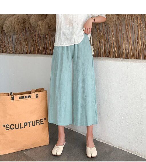 Women's Loose Elastic Linen Trousers - Image 15