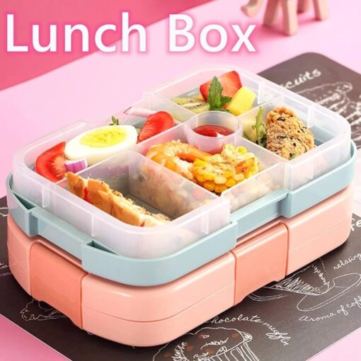 Portable Lunch Box 6 Grids Food Storage Leakproof Kids - Image 9