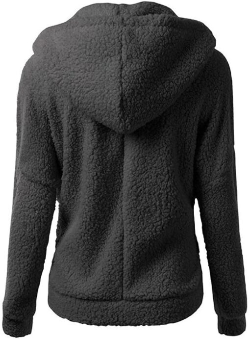 Women's Plush Hoodie Sweater Jacket - Image 6