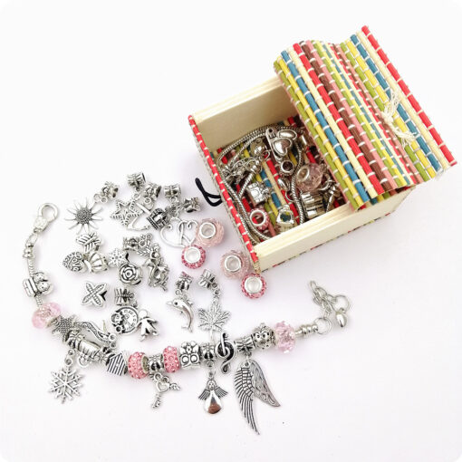 Charm Bracelet Kit DIY Gift with 3 Silver Chain - Image 4