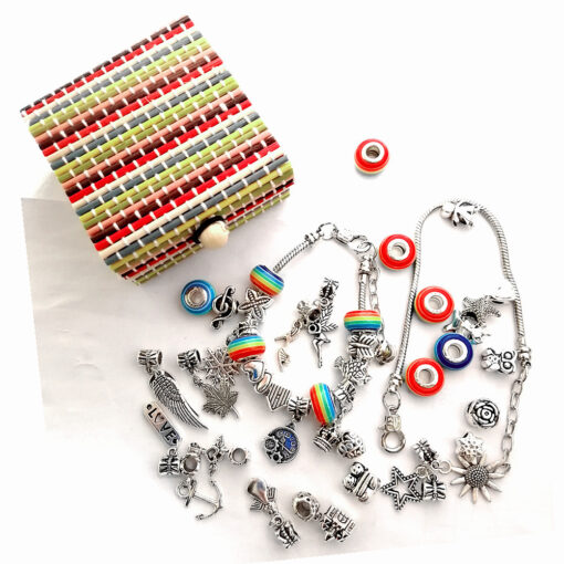 Charm Bracelet Kit DIY Gift with 3 Silver Chain - Image 6