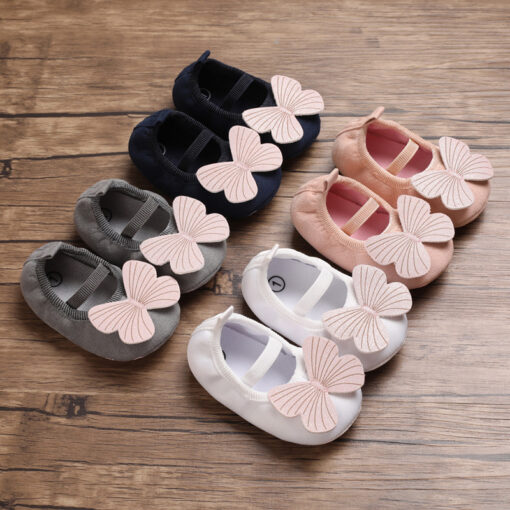 Newborn Baby Girl Shoes with Butterfly, Anti-Slip Outsole and Cotton Soft Sole for 0-18months - Image 2