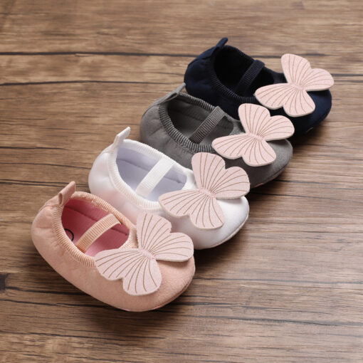 Newborn Baby Girl Shoes with Butterfly, Anti-Slip Outsole and Cotton Soft Sole for 0-18months