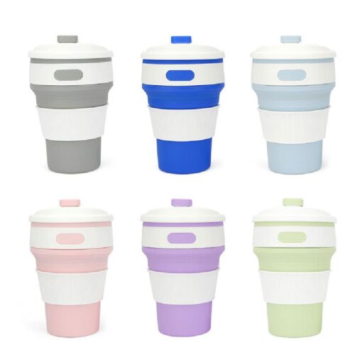 350ml Reusable Pocket Silicone Bottle with Lids  Collapsible Travel Silicone Folding Cup