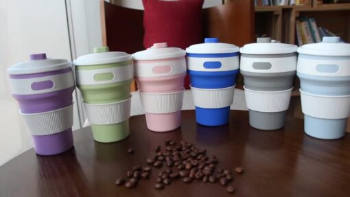 350ml Reusable Pocket Silicone Bottle with Lids  Collapsible Travel Silicone Folding Cup - Image 9