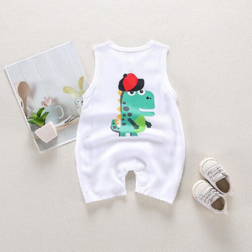 Newborn Baby Sleeveless Dinosaur Jumpsuit - Image 2