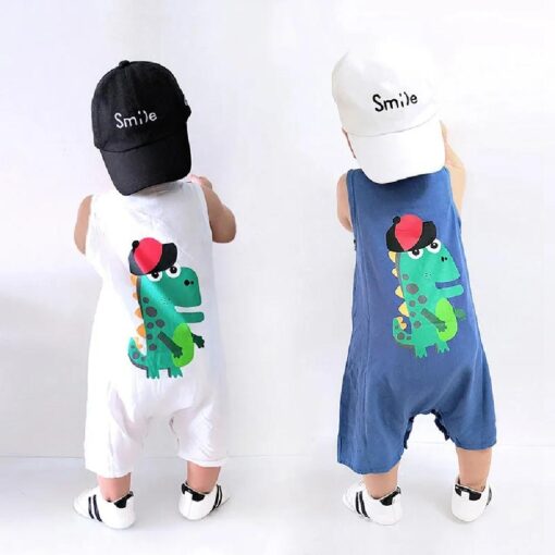 Newborn Baby Sleeveless Dinosaur Jumpsuit