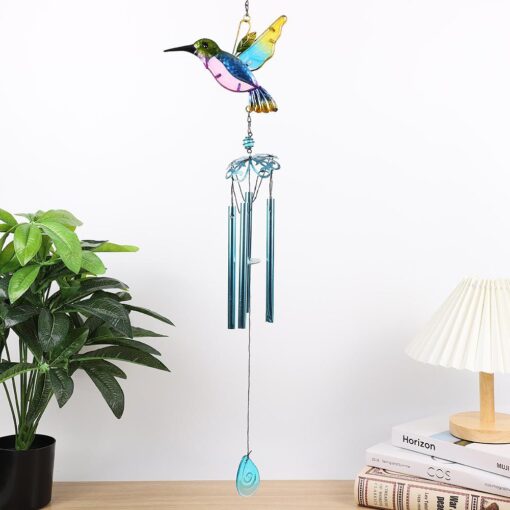 Glass Hummingbird Dragonfly Outdoor Windchimes Hanging Bells Decoration - Image 15