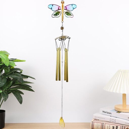 Glass Hummingbird Dragonfly Outdoor Windchimes Hanging Bells Decoration - Image 9