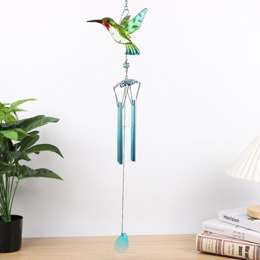 Glass Hummingbird Dragonfly Outdoor Windchimes Hanging Bells Decoration - Image 6