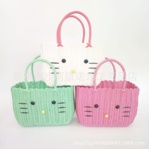 Hand-woven Kitty Cartoon Basket - Image 9