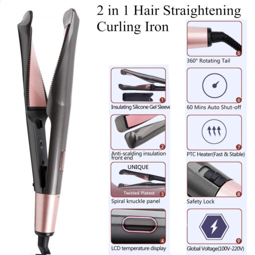 2 in 1 Hair Straightener and Curler - Image 3