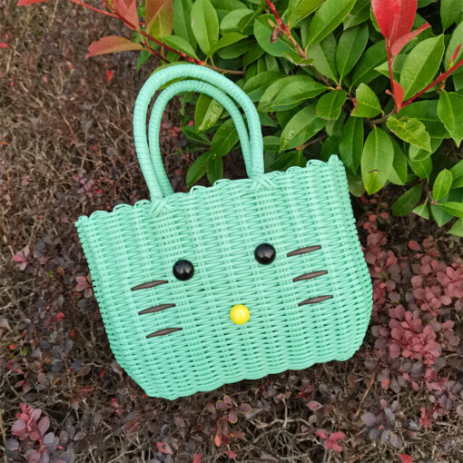 Hand-woven Kitty Cartoon Basket - Image 11