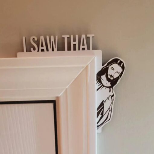 I Saw That Jesus Sign Door Decoration Corner Decor Art Wall Wooden Sculpture