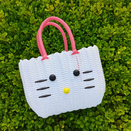 Hand-woven Kitty Cartoon Basket - Image 10