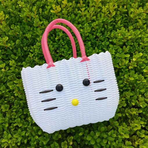 Hand-woven Kitty Cartoon Basket - Image 7