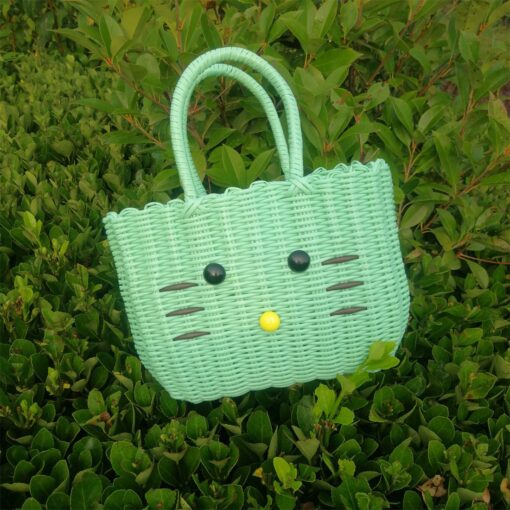 Hand-woven Kitty Cartoon Basket - Image 6