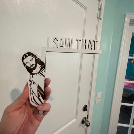 I Saw That Jesus Sign Door Decoration Corner Decor Art Wall Wooden Sculpture - Image 3