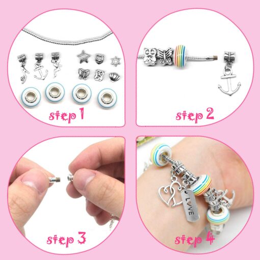 Charm Bracelet Kit DIY Gift with 3 Silver Chain - Image 20