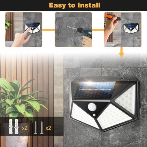 3 Modes Adjustable Motion Sensor 100 LED Solar light - Image 7