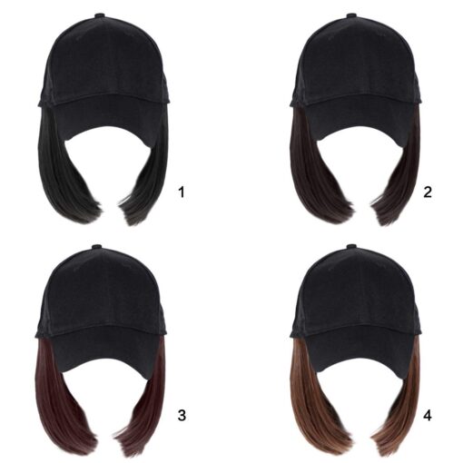 Women's Adjustment Baseball Cap with Short Hair Wig - Image 10