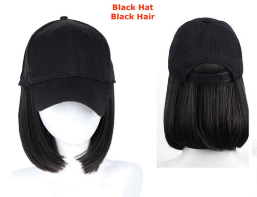 Women's Adjustment Baseball Cap with Short Hair Wig - Image 8