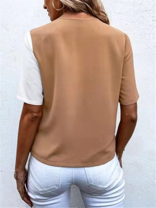 V-Neck Two Tone Blouse - Image 13