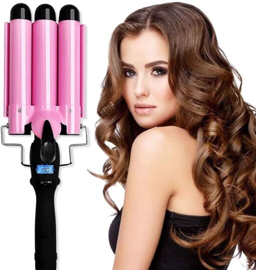 3 Barrel Hair Curling Iron Wand with LCD Temperature Display - Image 8