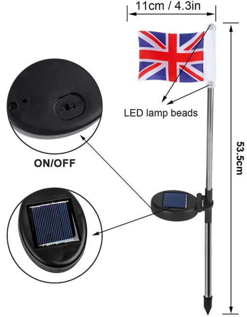 UK Flag LED Solar Garden Lawn Lamp - Image 7