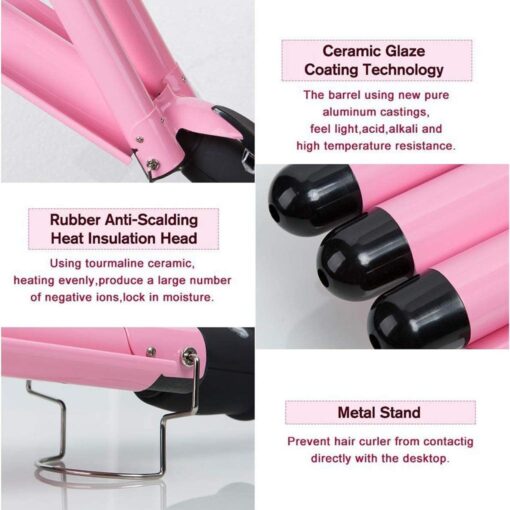 3 Barrel Hair Curling Iron Wand with LCD Temperature Display - Image 12