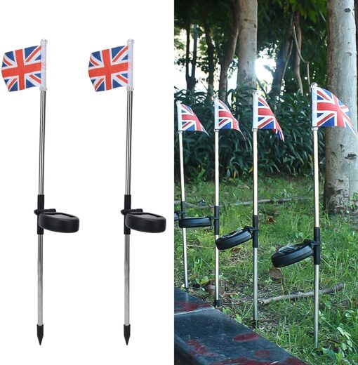 UK Flag LED Solar Garden Lawn Lamp