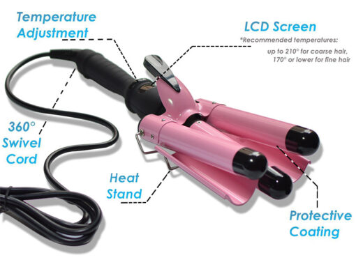 3 Barrel Hair Curling Iron Wand with LCD Temperature Display - Image 4