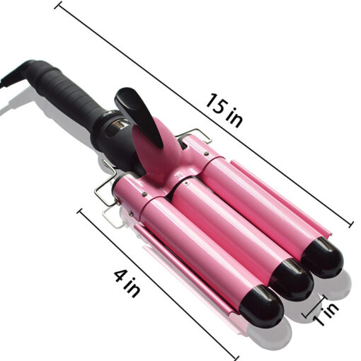 3 Barrel Hair Curling Iron Wand with LCD Temperature Display - Image 2