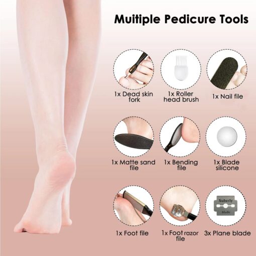 USB Rechargeable Electric Foot Callus Remover and 8 in 1 Foot Scraper Foot Care Kit - Image 8