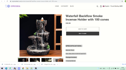 Waterfall Backflow Smoke Incense Holder with free100 cones - Image 7