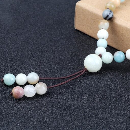 108 Mala Amazonite Beads Elastic Knot Bracelet - Image 3