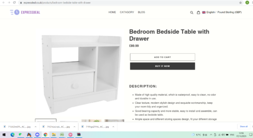 Bedroom Bedside Table with Drawer - Image 6