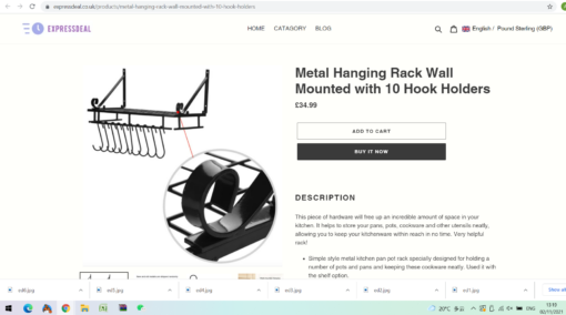 Metal Hanging Rack Wall Mounted with 10 Hook Holders - Image 5