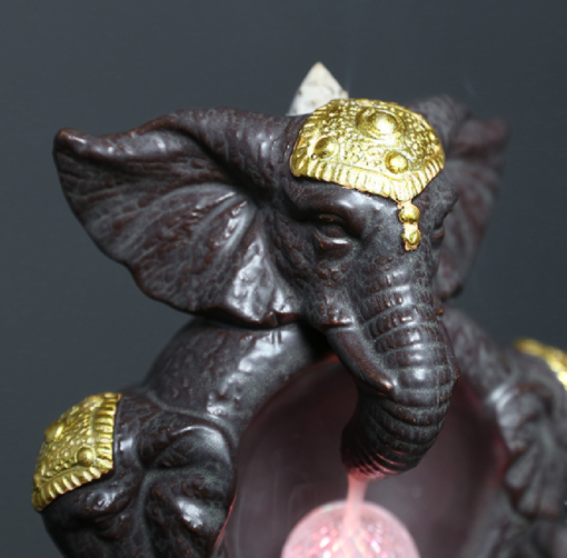 Elephant Ceramic Waterfall Incense Burner with Free incense cones - Image 3