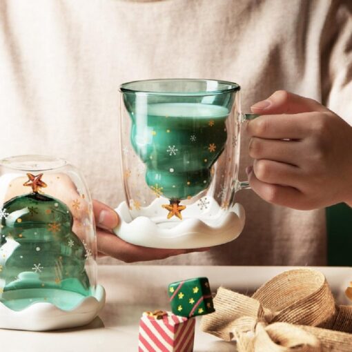 Double Wall Glass Christmas Tree Coffee Mug - Image 7