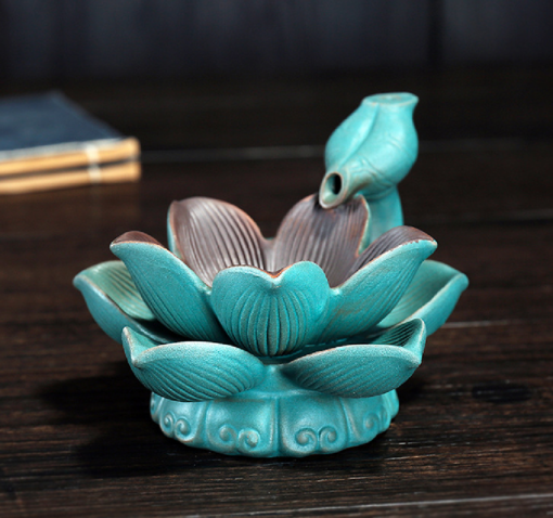 Lotus Ceramic Waterfall Incense Burner with free cones - Image 3