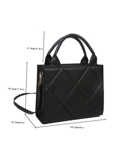 Diamond Lattice Solid Colour Handbag - Image 25