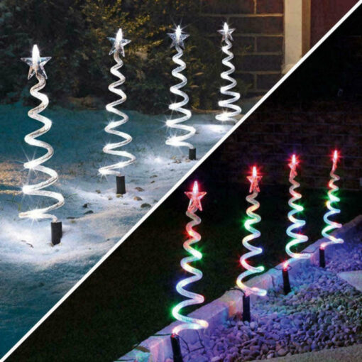 Curly Spiral Christmas Tree Solar Lights - - Image 2