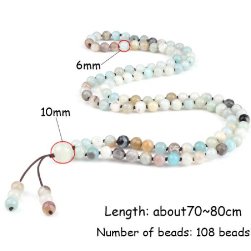 108 Mala Amazonite Beads Elastic Knot Bracelet - Image 7